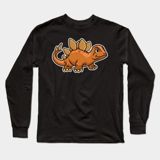 Cute Stegosaurus Happy Dinosaur Long Sleeve T-Shirt